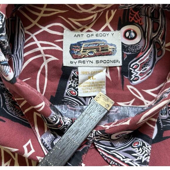Reyn Spooner Hawaiian Shirt Art Of Eddy Mens Vintage Cars Button Up Size X Large - Picture 2 of 8